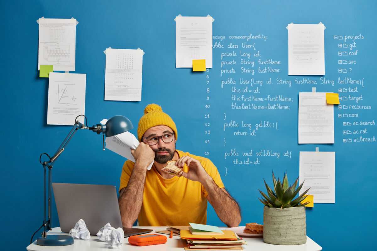 https://www.freepik.com/free-photo/thoughtful-male-programmer-software-developer-ponders-program-code-looks-away-eats-burger-holds-papers-wears-yellow-clothes-spends-time-making-project_12930516.htm